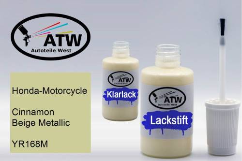 Honda-Motorcycle, Cinnamon Beige Metallic, YR168M: 20ml Lackstift + 20ml Klarlack - Set, von ATW Autoteile West.